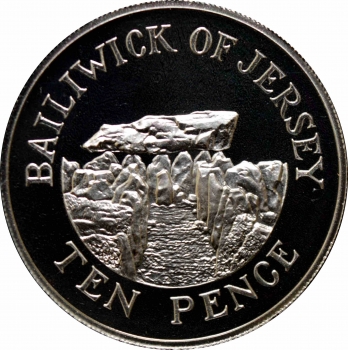 Джерси 10 пенсов 1983 г., PROOF, "Дольмен Фалдуэ"