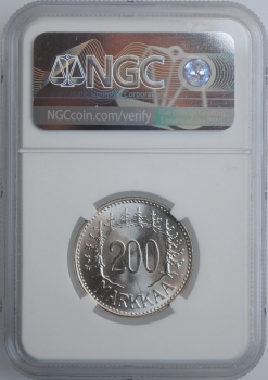 Финляндия  200 марок 1959 г. S, NGC MS66, "Финляндская Республика (Suomi) (1918 - 1962)"