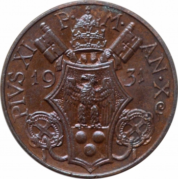 Ватикан 10 чентезимо 1931 г., UNC