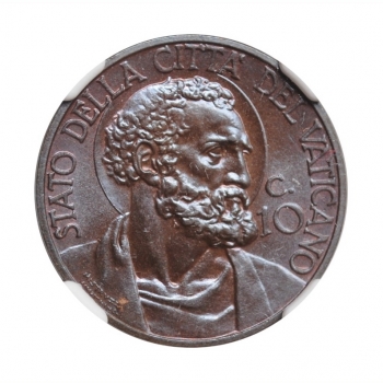 Ватикан 10 чентезимо 1932 г., NGC MS67, "Папа Пий XI (1929 - 1938)"
