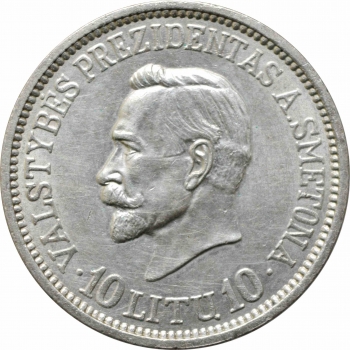 Литва 10 лит 1938 г., UNC, "20 лет Республике"