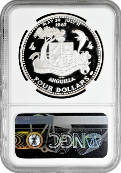 Ангилья 4 доллара 1970 г., NGC PF68 UC, "Корабль - Атлантическая Звезда One Hallmark"