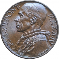 Ватикан 10 чентезимо 1942 г., NGC MS65, "Папа Пий XII (1939 - 1958)"