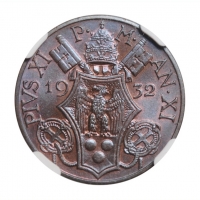 Ватикан 10 чентезимо 1932 г., NGC MS67, "Папа Пий XI (1929 - 1938)"