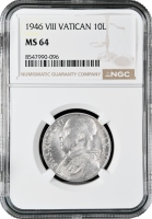 Ватикан 10 лир 1946 г., NGC MS64, "Папа Пий XII (1939 - 1958)"