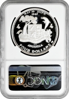 Ангилья 4 доллара 1970 г., NGC PF68 UC, "Корабль - Атлантическая Звезда One Hallmark"